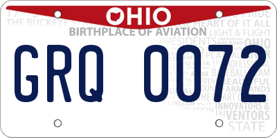 OH license plate GRQ0072