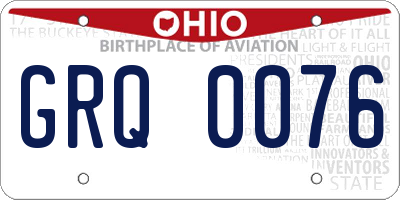 OH license plate GRQ0076