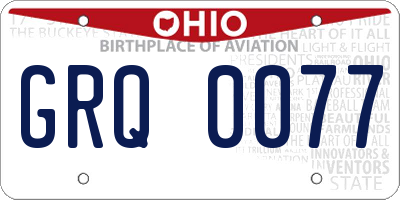 OH license plate GRQ0077