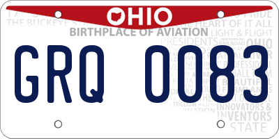 OH license plate GRQ0083