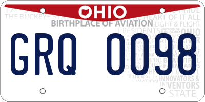 OH license plate GRQ0098