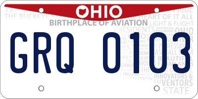 OH license plate GRQ0103