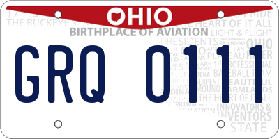 OH license plate GRQ0111
