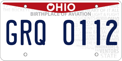 OH license plate GRQ0112