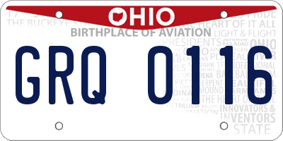 OH license plate GRQ0116