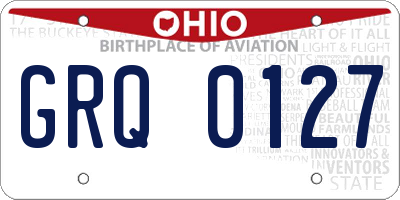 OH license plate GRQ0127