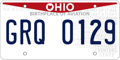 OH license plate GRQ0129