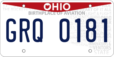 OH license plate GRQ0181