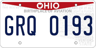 OH license plate GRQ0193