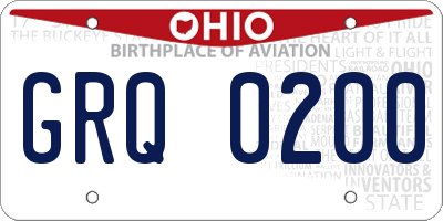 OH license plate GRQ0200