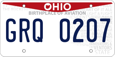 OH license plate GRQ0207