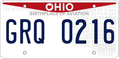 OH license plate GRQ0216