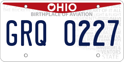 OH license plate GRQ0227