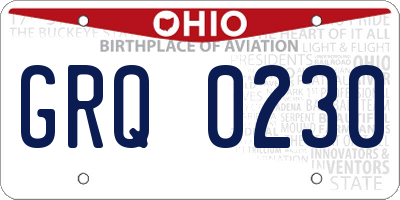 OH license plate GRQ0230