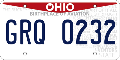 OH license plate GRQ0232