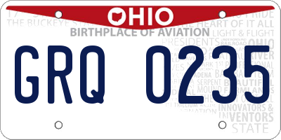 OH license plate GRQ0235