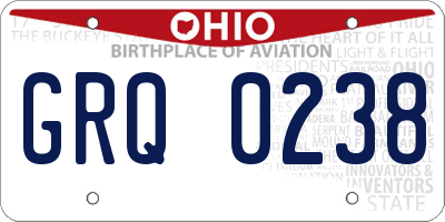OH license plate GRQ0238