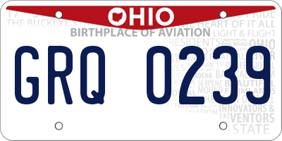 OH license plate GRQ0239