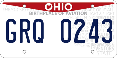 OH license plate GRQ0243