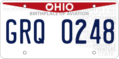 OH license plate GRQ0248