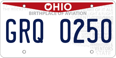 OH license plate GRQ0250