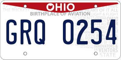 OH license plate GRQ0254