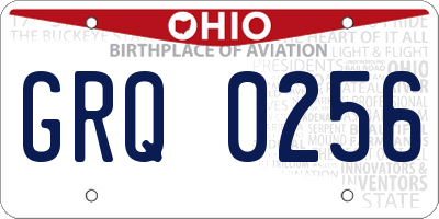 OH license plate GRQ0256