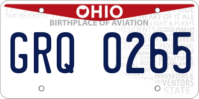 OH license plate GRQ0265