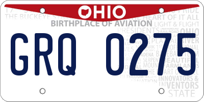 OH license plate GRQ0275
