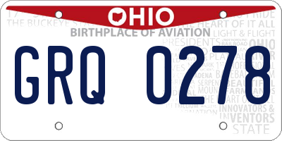 OH license plate GRQ0278