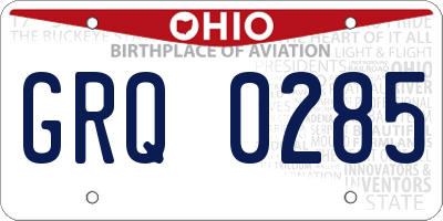 OH license plate GRQ0285