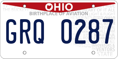 OH license plate GRQ0287