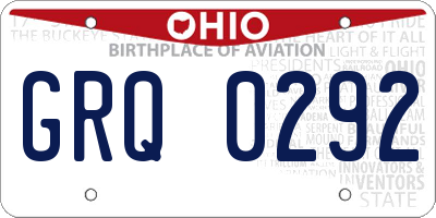 OH license plate GRQ0292