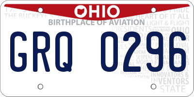 OH license plate GRQ0296