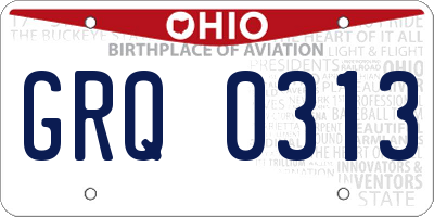 OH license plate GRQ0313