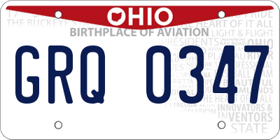 OH license plate GRQ0347