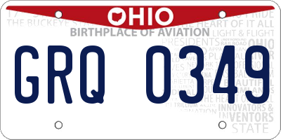 OH license plate GRQ0349