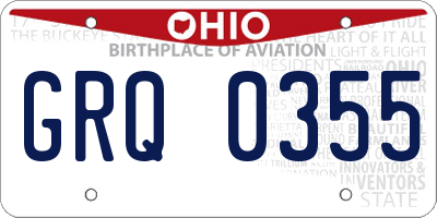 OH license plate GRQ0355