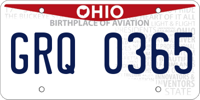 OH license plate GRQ0365