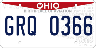 OH license plate GRQ0366