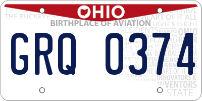 OH license plate GRQ0374