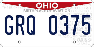 OH license plate GRQ0375