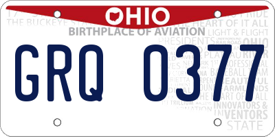OH license plate GRQ0377