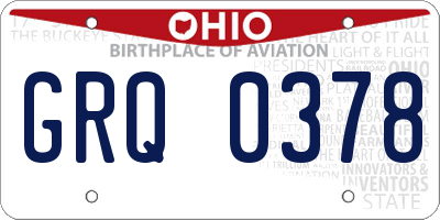 OH license plate GRQ0378
