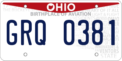OH license plate GRQ0381