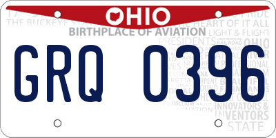OH license plate GRQ0396