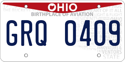 OH license plate GRQ0409