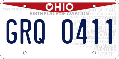 OH license plate GRQ0411