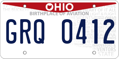 OH license plate GRQ0412