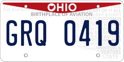 OH license plate GRQ0419